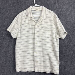 Marine Layer Terry Out Resort Striped Shirt Mens L Natural  Beach Casual Stylish